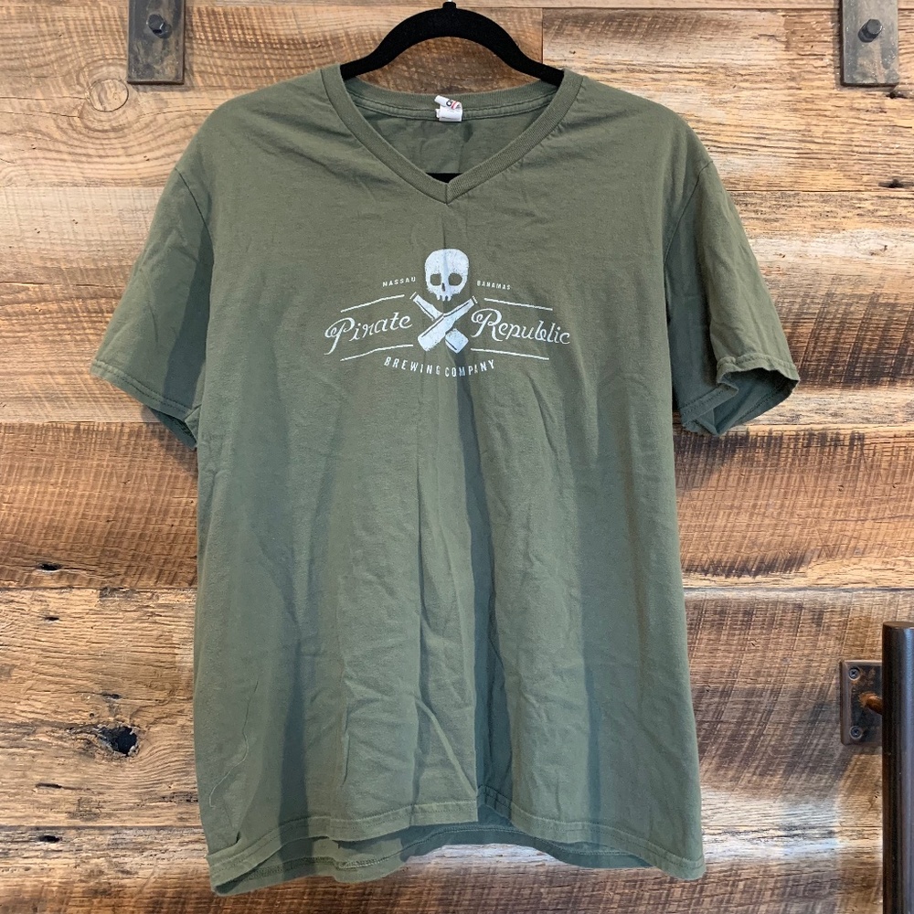 EUC - Pirate’s Republic - Graphic Tee - Sage Green - L